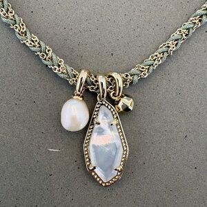 Kendra Scott Gold-Tone Necklace with Iridescent Stone and White Pearl
